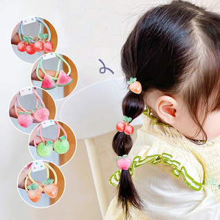 Set 2 sợi cột tóc đào cherry trái cây hồng dễ thương bé gái Tatitava