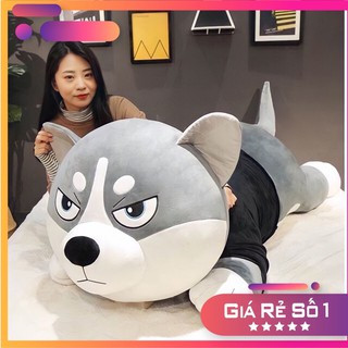 Gấu Bông Chó Bông Husky đen mắt tròn Hàng Cao Cấp Siêu Mềm Mịn