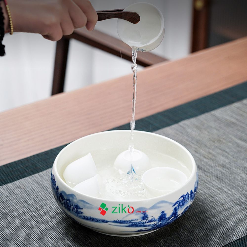 Ang rửa chén, Chậu rửa, Bát rửa dụng cụ trà đạo -Sứ cảnh đức D19cm