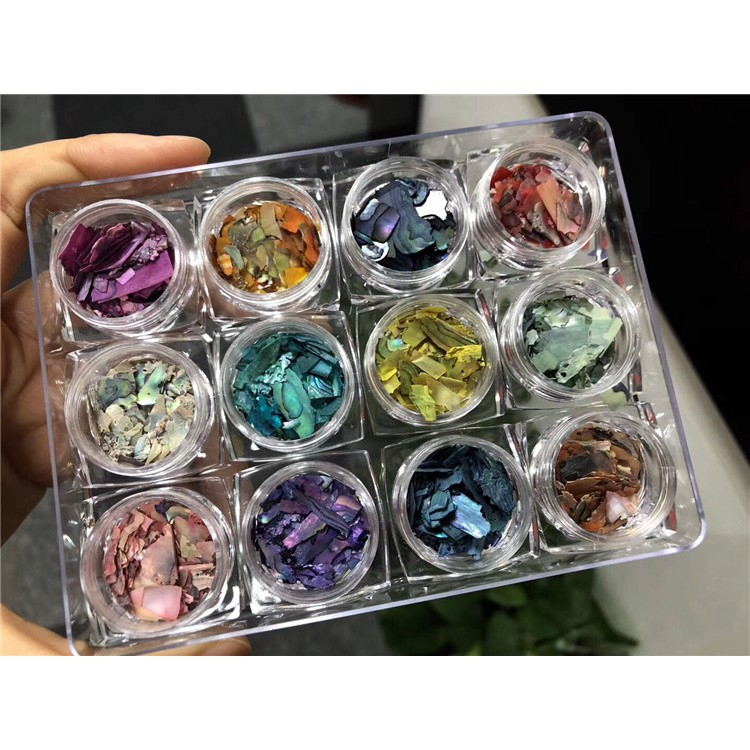 [Nail Chín Sáu] Xà Cừ Nail , Sà Cừ Làm Nail Vân Đá 12 Màu, Set 12 Xà Cừ Nail Hàn Quốc ( Set 12 hũ )