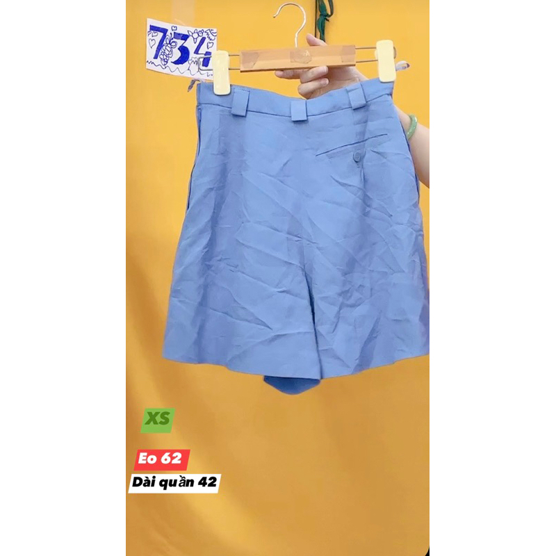 quần culottes xanh size XS eo 62 lưng cao.S734