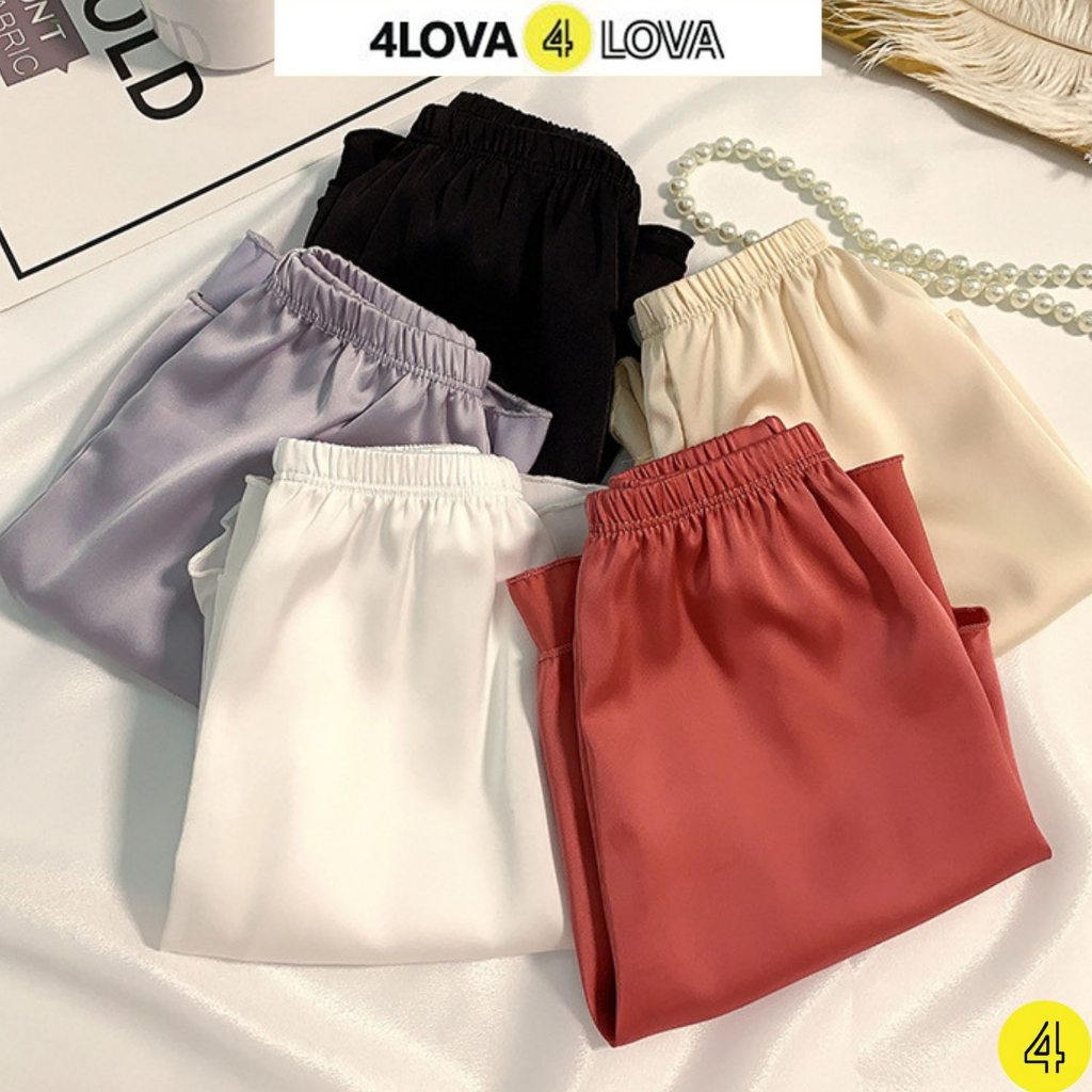 Quần đùi nữ mặc nhà lụa satin cao cấp 4LOVA cạp chun co dãn mềm mại quyến rũ nhiều màu có size EVA074