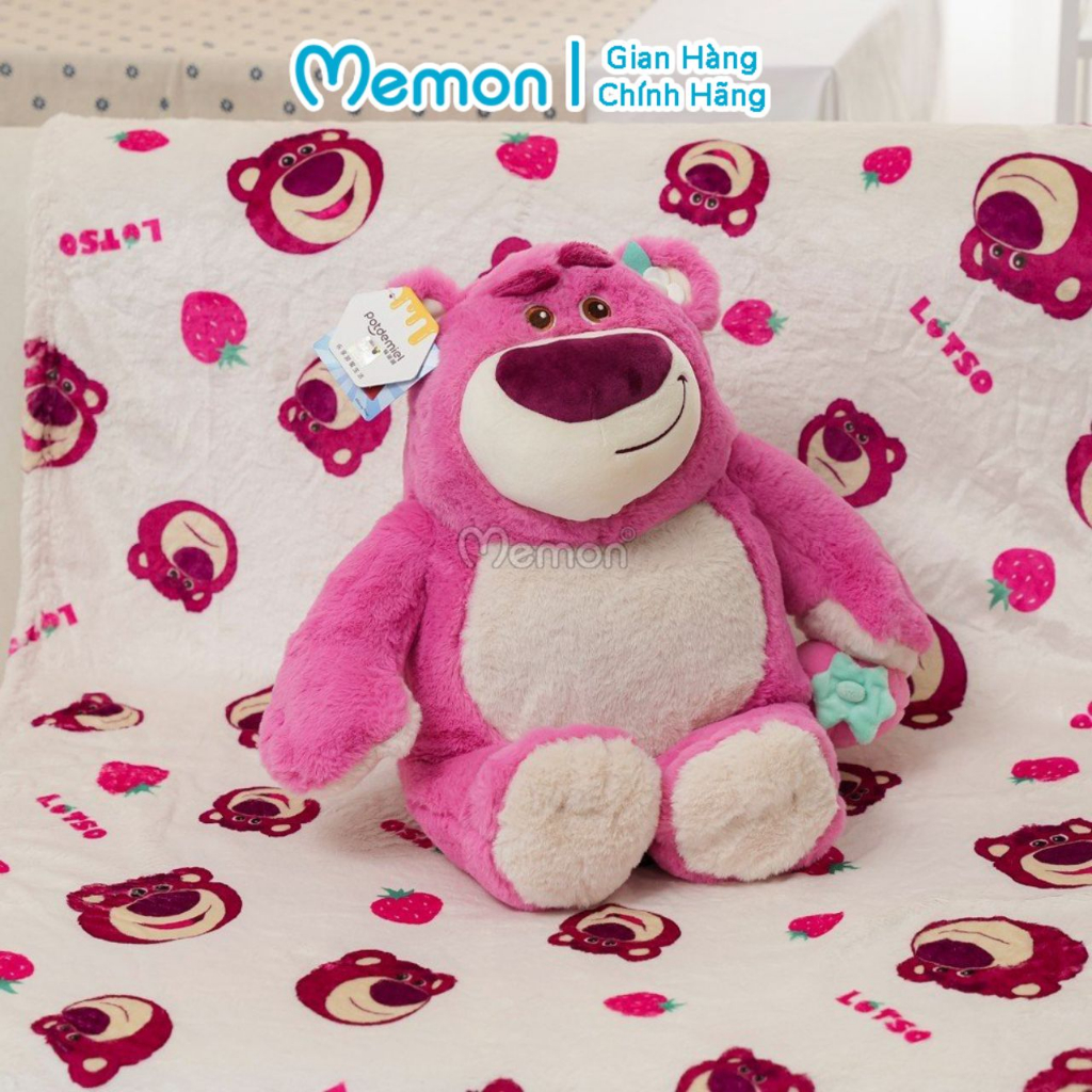 Gối Chăn Mền Lotso Cầm Dâu Đầu Gắn Hoa Dễ Thương Cao Cấp Memon