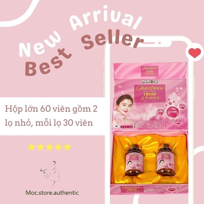 GLUTATHION 18000mg Viên Uống Trắng Da Cấp Tốc Giảm Nám Mờ Thâm