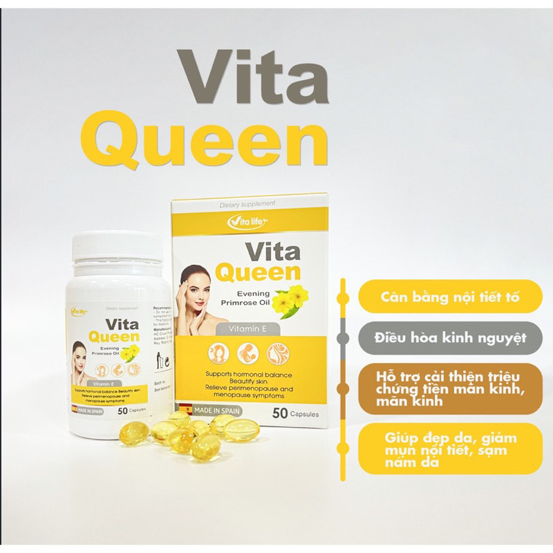Vitaqueen viên uống cân bằng nội tiết, làm đẹp da. Lọ 50 viên