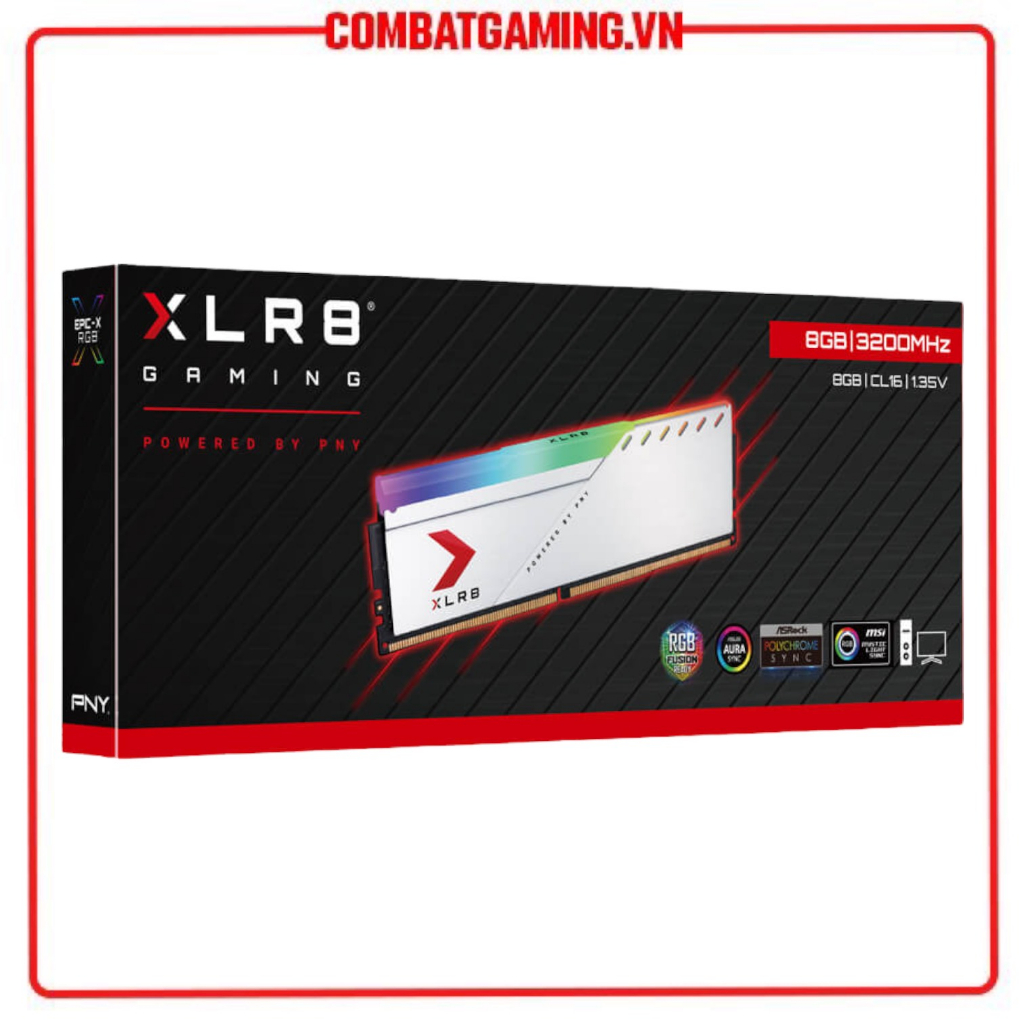 Ram Máy Tính PNY XLR8 DDR4 8GB 16GB 3200MHz Epic-X RGB Silver Hàng Chính Hãng