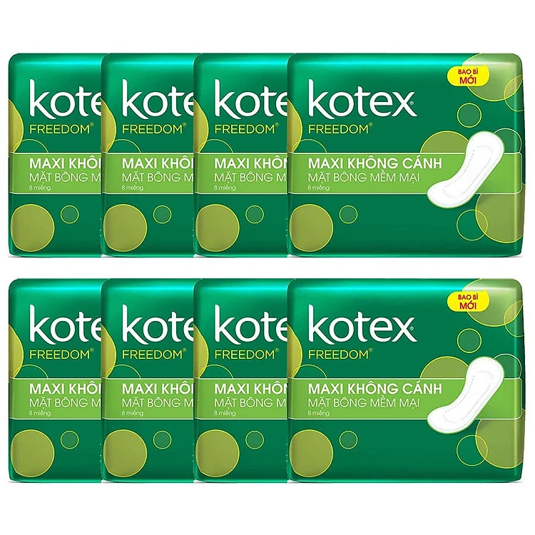 Băng vệ sinh Kotex Freedom mặt bông dày Không cánh 8 miếng