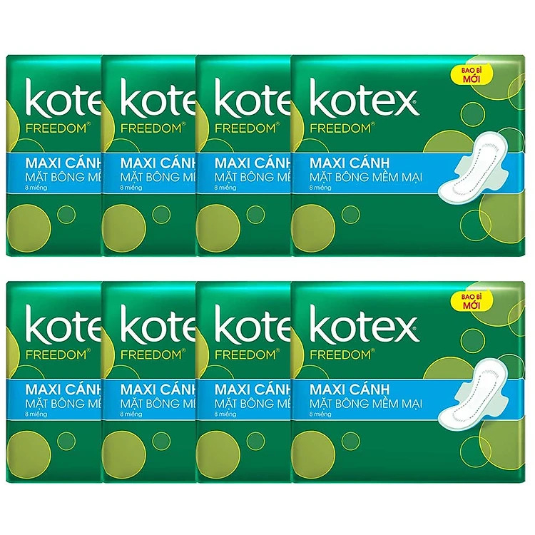 Băng vệ sinh Kotex Freedom mặt bông dày cánh 8 miếng