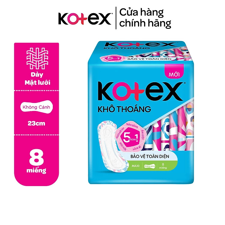 Băng vệ sinh Kotex Khô thoáng dày không cánh 8 miếng