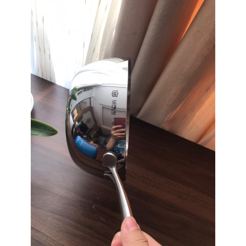 Chảo inox sâu lòng Lunkai có vung kính 12, 16, 20, 24, 26cm