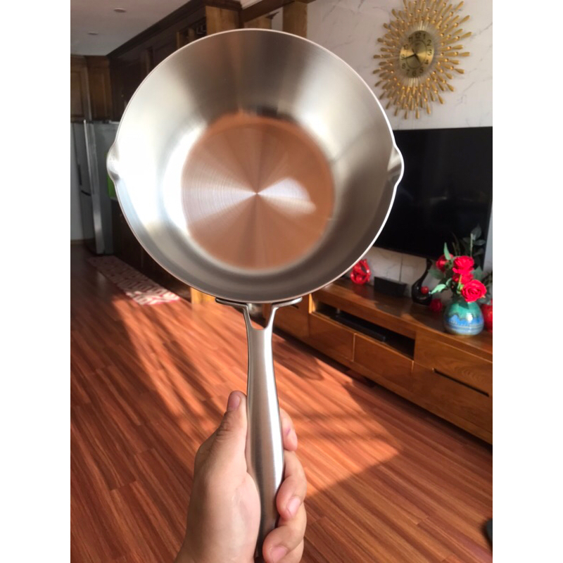 Chảo inox sâu lòng Lunkai có vung kính 12, 16, 20, 24, 26cm