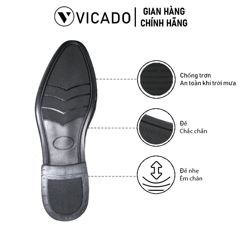 Giày lười công sở nam tăng chiều cao da bò cao cấp Loafer Vicado VE1052
