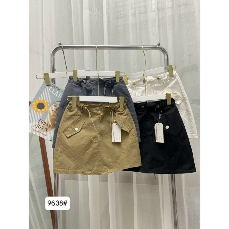 Chân váy chữ A Kaki dây rút có lót quần bên trong