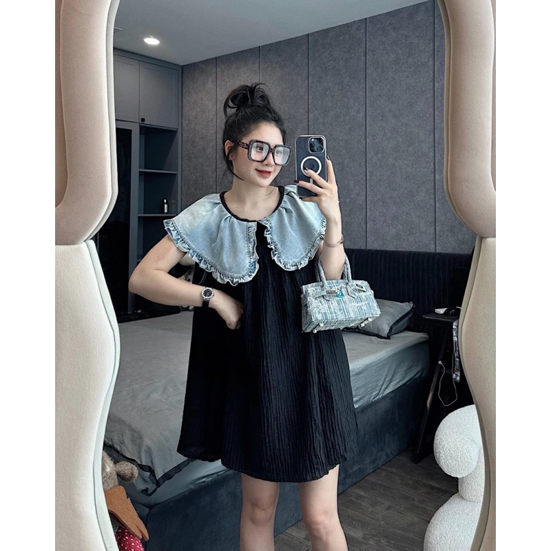 Váy Nhún Cổ Bèo Jean QC