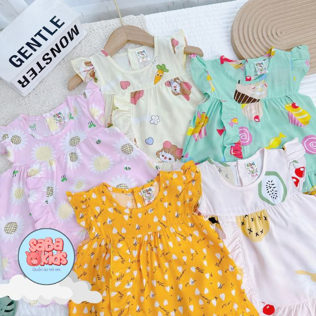 Đồ Bộ Bé Gái Tôn Lanh SABAKIDS Mát Mẻ Siêu Xinh Cho Bé Từ 4-16 Ký