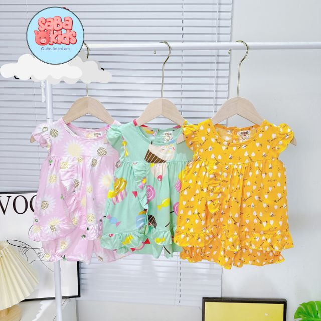 Đồ Bộ Bé Gái Tôn Lanh SABAKIDS Mát Mẻ Siêu Xinh Cho Bé Từ 4-16 Ký