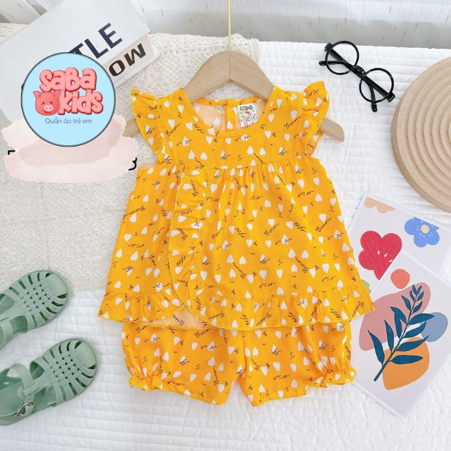 Bộ Mặc Nhà Cho Bé Gái Tole Lanh SABAKIDS Mỏng Nhẹ Siêu Mát Dễ Thương Cánh Tiên