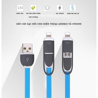 Dây cáp sạc microUSB đôi 2 trong 1 cho cả điện thoại