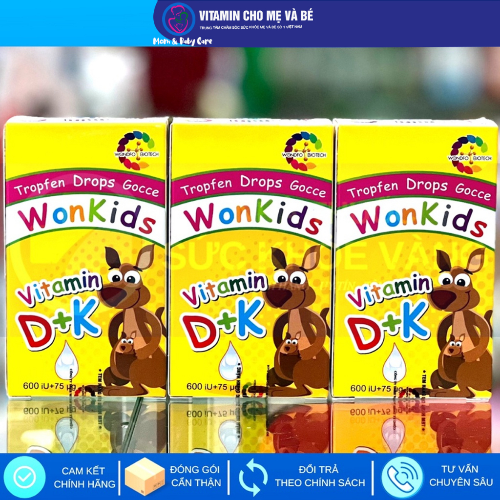 Vitamin D3k2 Wonkids 20ml - Dạng nhỏ giọt, giúp tăng khả năng hấp thu Canxi vào xương cho trẻ cao lớn