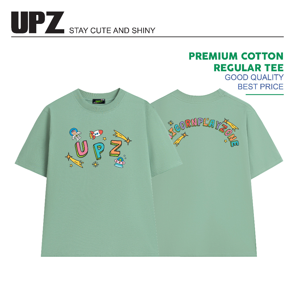 UPZ Áo Thun Oversize Cotton Unisex In Unicorn Space (Xanh Lá)