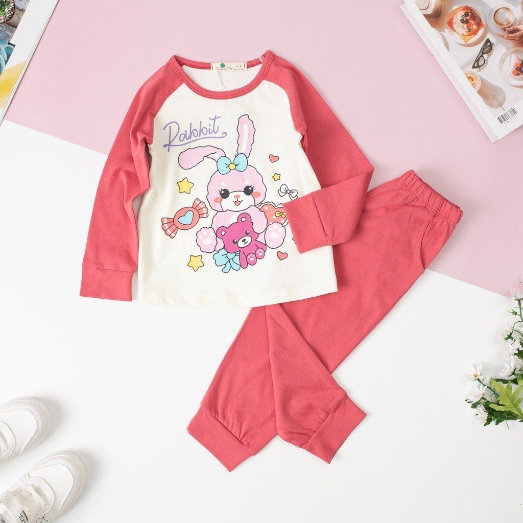 Bộ thu đông dài tay LITIBABY cho bé gái, đồ bộ thun bé gái chất cotton mềm mát, size 2-10 tuổi