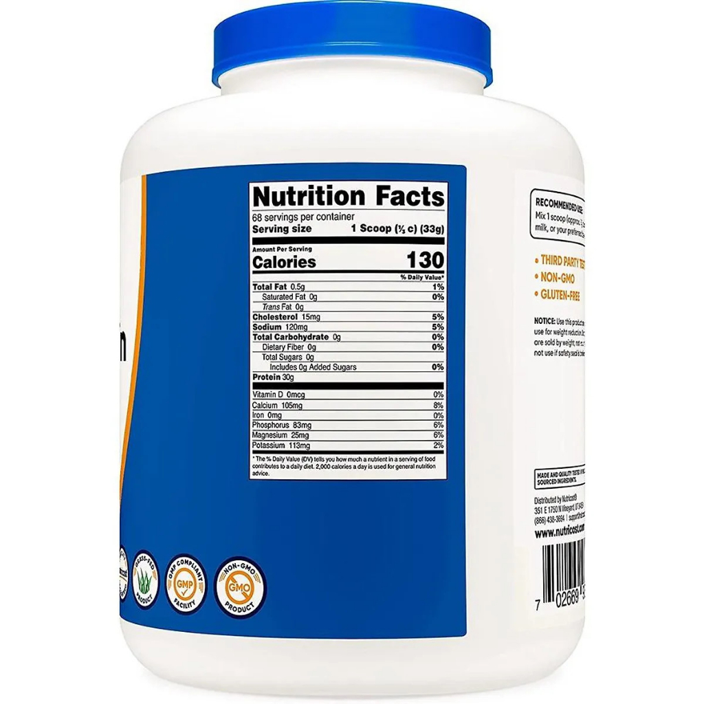 Bột đạm whey Nutricost GRASS-FED WHEY PROTEIN ISOLATE 5Lbs
