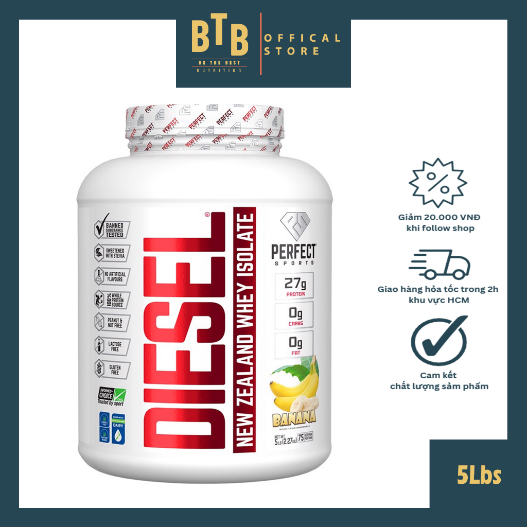 Bột đạm whey Perfect Sports DIESEL NEW ZEALAND WHEY ISOLATE 5Lbs