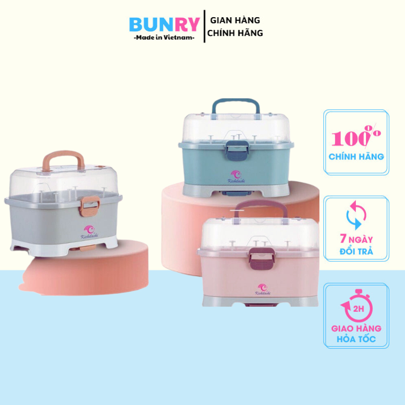 Khay úp bình sữa Kichilachi làm từ nhựa cao cấp không chất độc hại ,khay đựng bình sữa có nắp đậy sạch sẽ an toàn cho bé