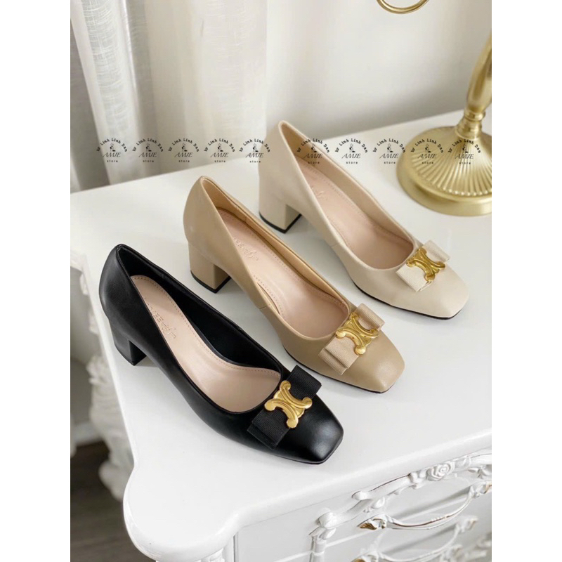 Giày Bít Vuông 5p Khoá Ngang