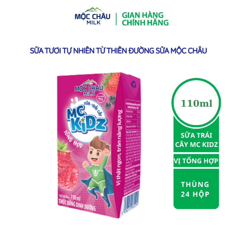 Thùng 24 hộp Sữa Trái cây MC Kidz Vị Trái cây Tổng hợp (110mlx24)