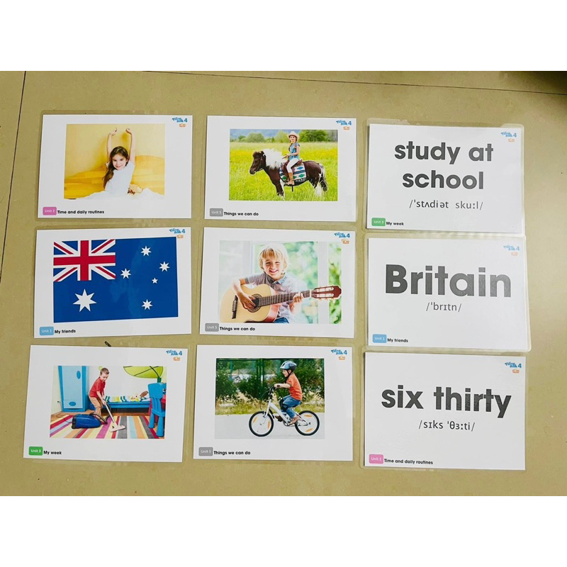 Flashcard tiếng anh 4 165 thẻ ép plastic hai mặt