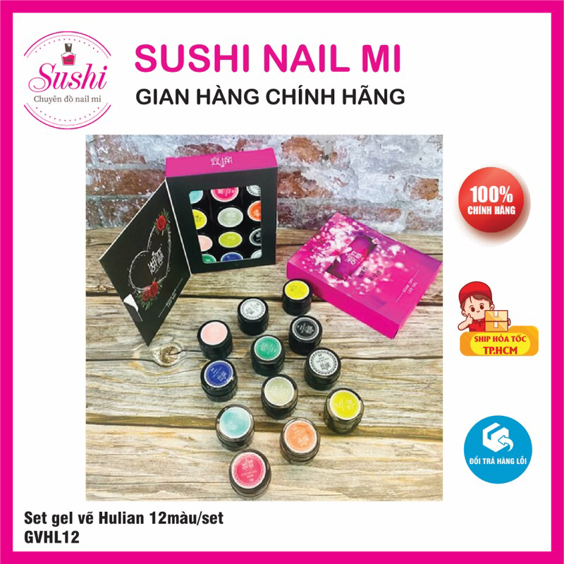 Set gel vẽ 12 màu Hulian  - Sushi nail mi