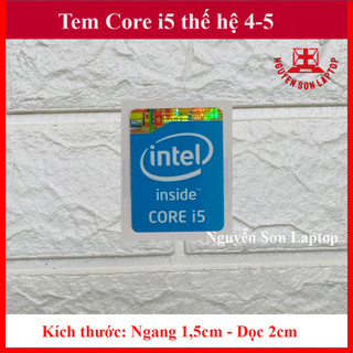 Tem máy tính core i5 thế hệ 4, tem core i5 thế hệ 5 - màu xanh