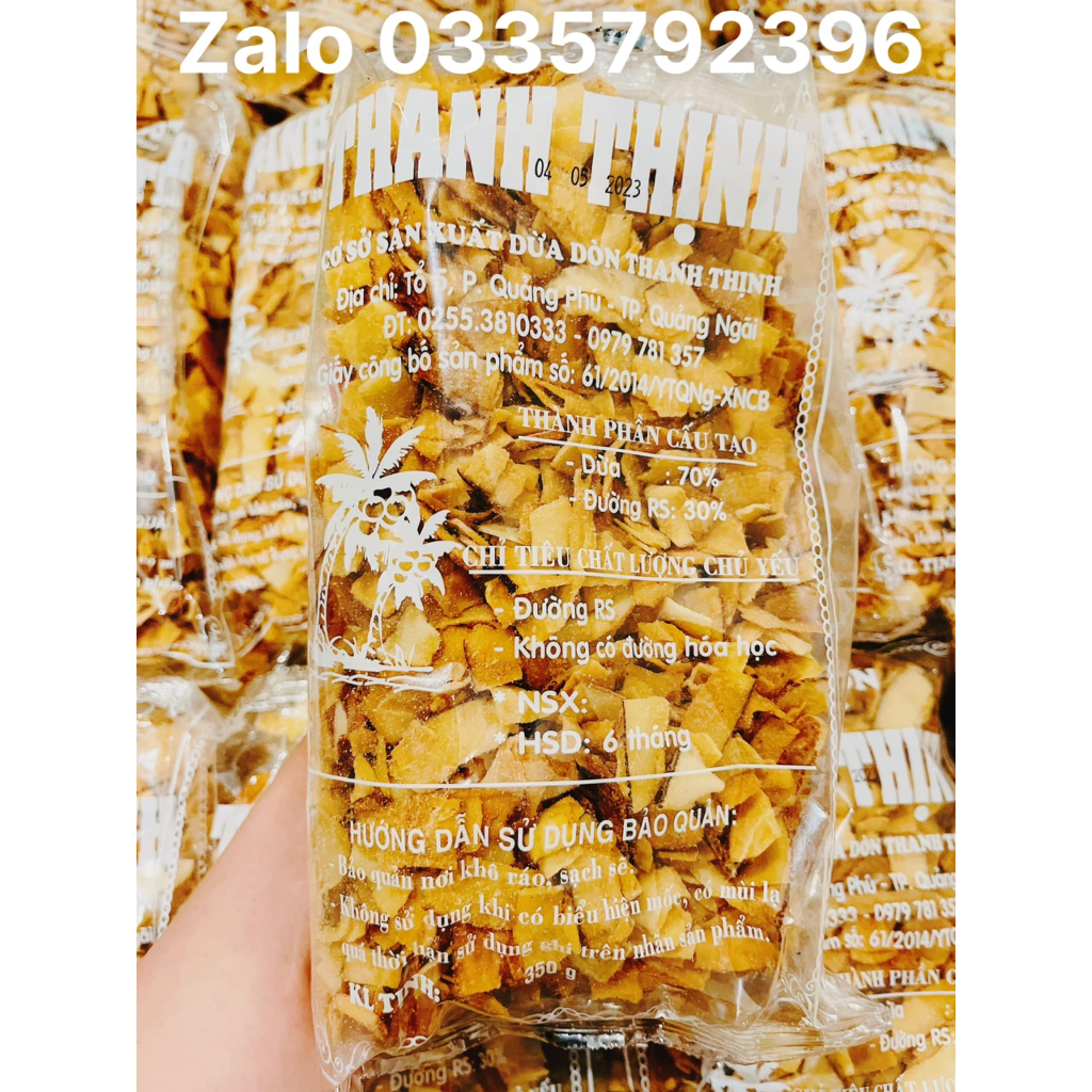 Dừa Sấy Giòn Quảng Ngãi Bịch 350Gr, Dừa khô sấy giòn ăn kèm với Các Món Kem Chè, Sinh Tố - Tiệm Út Duyên 76 Đặc Sản