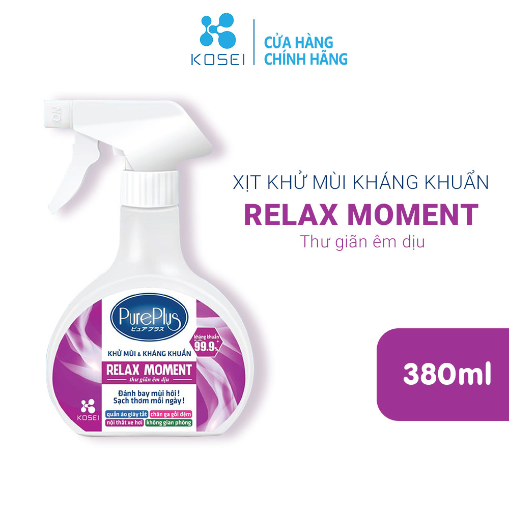 Xịt khử mùi kháng khuẩn đa năng Nhật Bản PurePlus Relax Moment chai xịt 380ml hương thơm êm dịu - KOSEI
