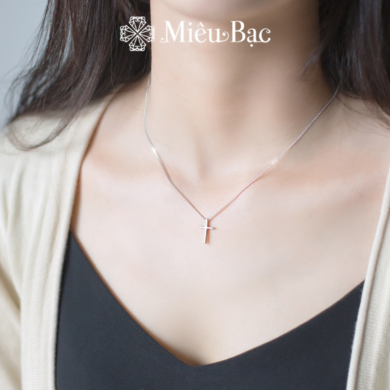 Dây chuyền bạc nữ Miêu Bạc vòng cổ chữ thập trơn basic chất liệu bạc 925 phụ kiện trang sức nữ MD43