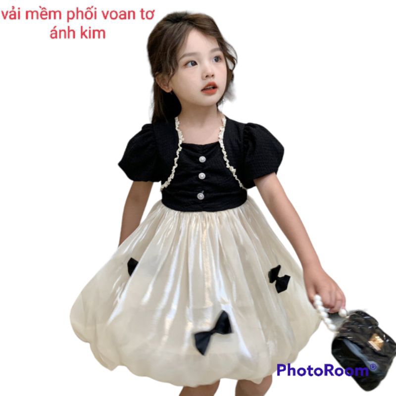 ĐẦM VÁY ĐEN ĐI TIỆC SANG TRỌNG VẢI TƠ MỀM BÉ GÁI HAIVANCO 12 đến 40 kg mềm mại và thoáng mát màu sắc rực rỡ dáng xòe đẹp