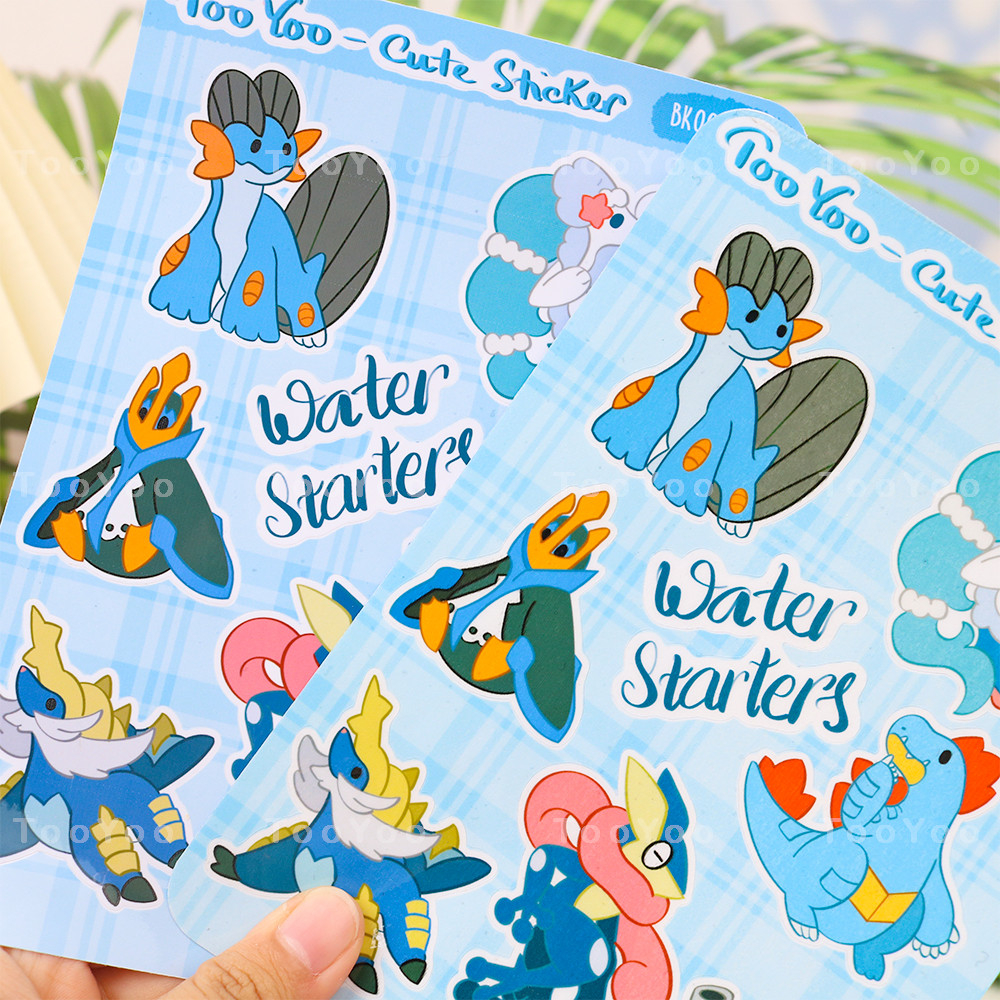 Tấm sticker Pokemon Starters nhiều mẫu dễ thương cute TooYoo BK00097