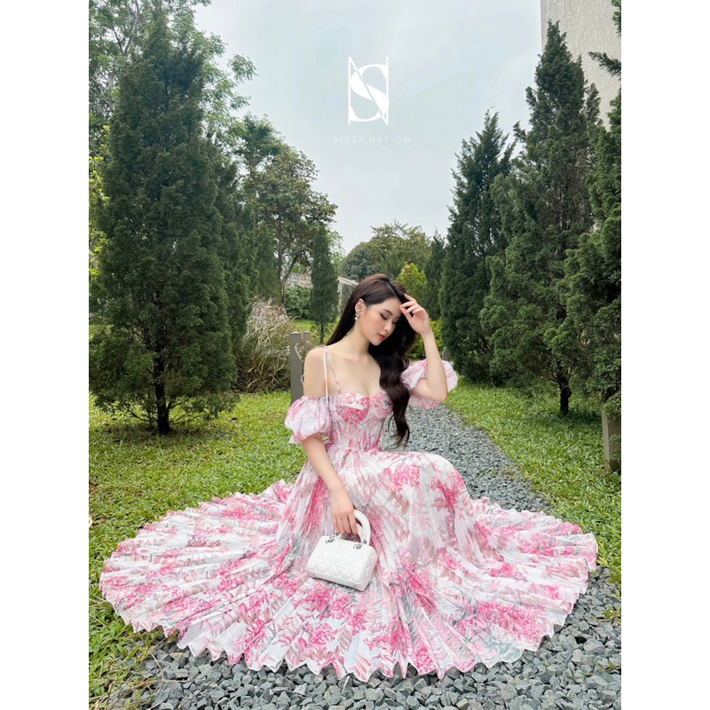 Đầm maxi công chúa dập ly Tiana