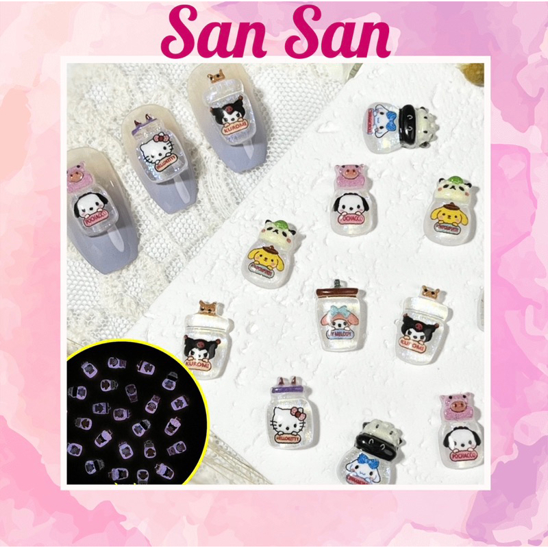 Charm Hoạt Hình Bình Nước Dạ Quang phong cách hàn quốc dễ thương - Mẫu Kim Tuyến