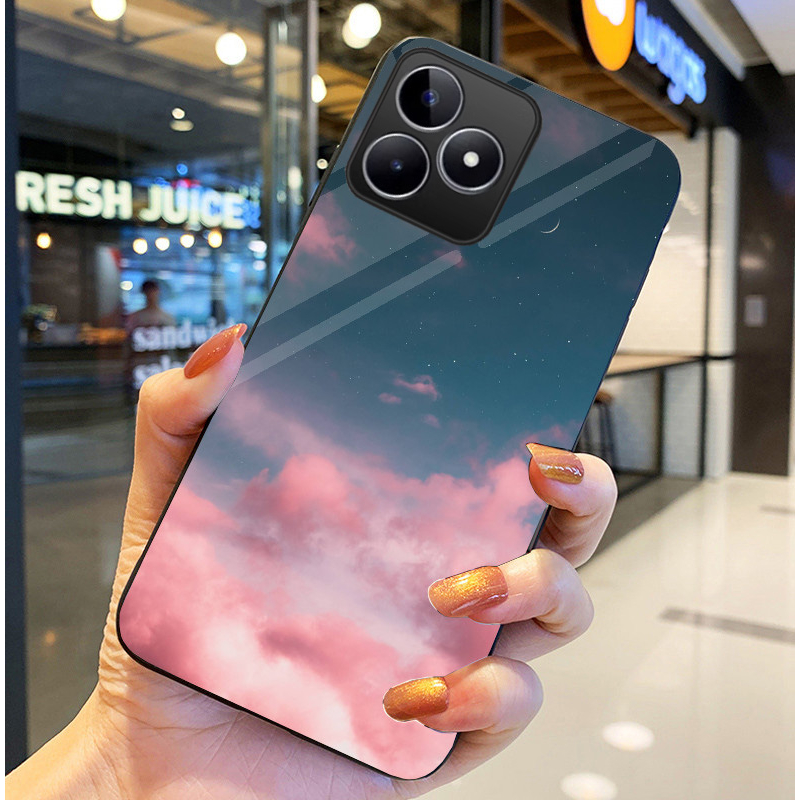Ốp Lưng REALME C51, REALME C53  Mặt kính sáng bóng, Họa tiết mây trời