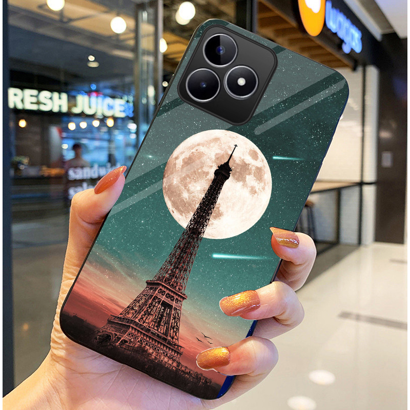 Ốp Lưng REALME C51, REALME C53  Mặt kính sáng bóng, Họa tiết mây trời