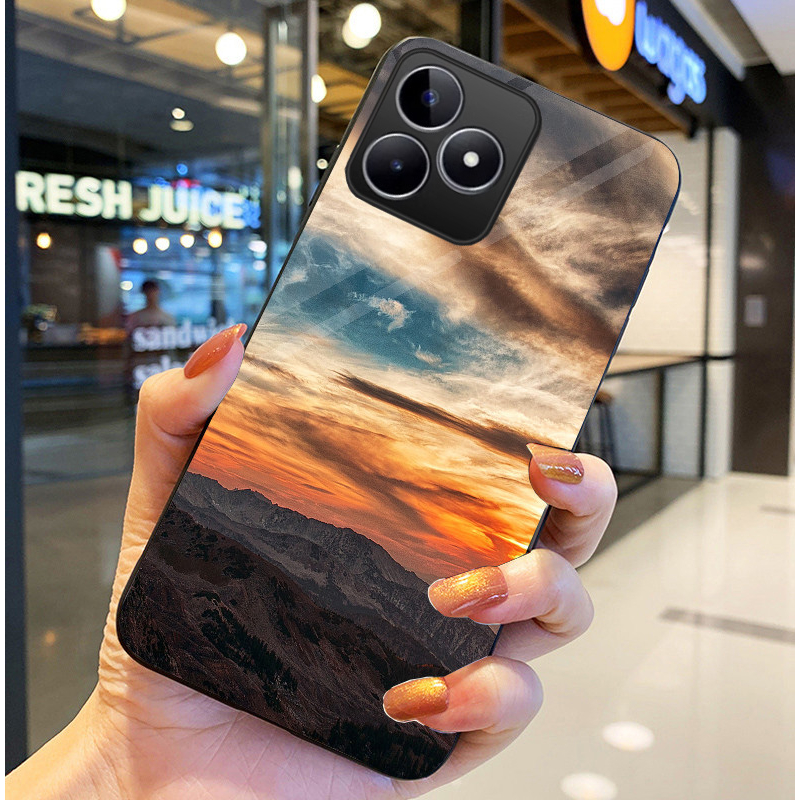 Ốp Lưng REALME C51, REALME C53  Mặt kính sáng bóng, Họa tiết mây trời