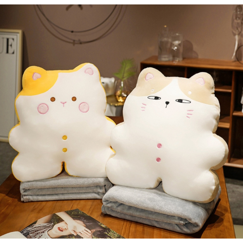 Bộ chăn mền 3 trong 1 Mèo Bánh Quy Siêu Hot Siêu dễ thương chăn lông 2 mặt mịn