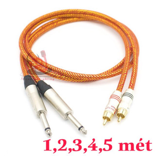 Dây tín hiệu giắc 6ly chuyển av 02 dây, jack 6mm, jack rca, dây av 1 đầu dây tín hiệu rca dây tín hiệu rắc 6 ly sang rắc