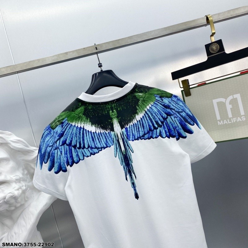 Áo Phông burlon Nam Nữ In Họa Tiết Cánh Công Quanh Cổ Chất Liệu Cotton Thấm Hút Mô Hôi 2023