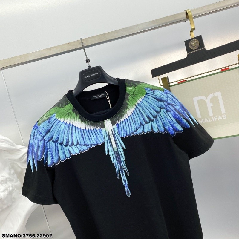 Áo Phông burlon Nam Nữ In Họa Tiết Cánh Công Quanh Cổ Chất Liệu Cotton Thấm Hút Mô Hôi 2023