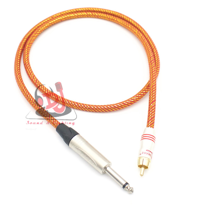 Dây tín hiệu rắc 6ly chuyển av, jack 6mm, jack hoa sen TS to RCA 01 dây