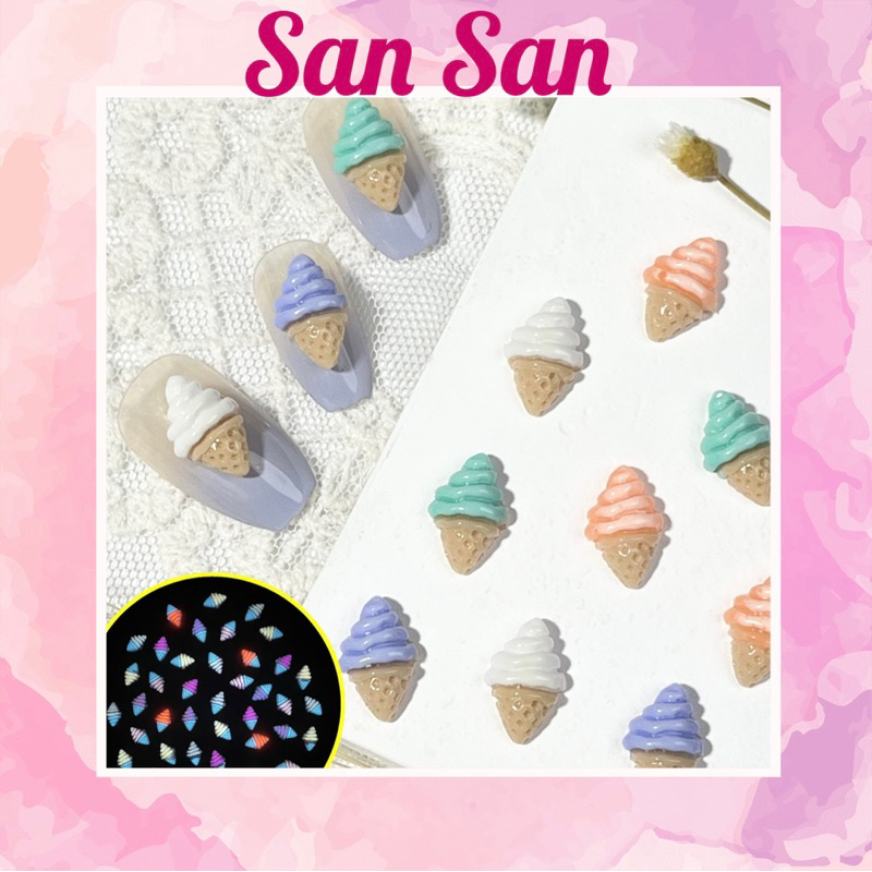 Charm Hoạt Hình Kem Ốc Quế 🍦