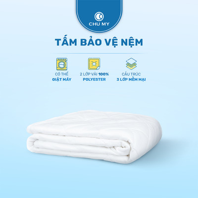 Tấm Bảo Vệ Nệm CHU MY Chần Bông 3 Lớp Vải Polyester Hạn Chế Bụi Bẩn Bọc Ga Giường Đủ Kích Thước 1m2 1m6 1m8 2m